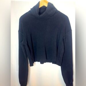 Free People Beach lightweight cropped, turtleneck sweatshirt with ballon sleeves